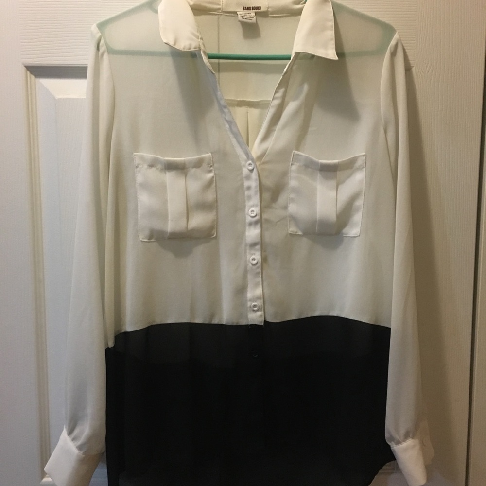 Sheer blouse, two toned